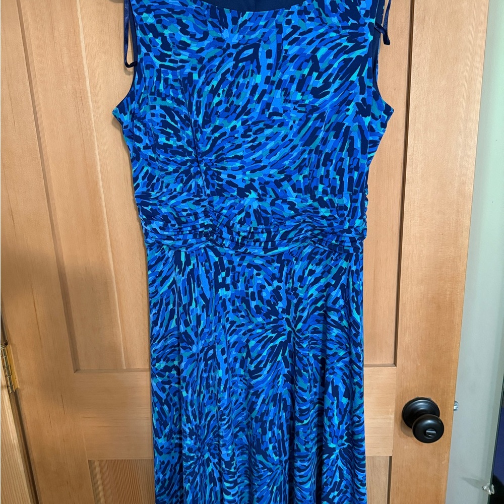 dressbarn Vibrant Blue Patterned Maxi Dress